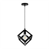 Cube-shape-hanging-ceiling-light-in-black-metal